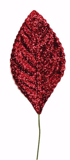 Picture of 2.25"  Glitter Corsage Leaves - Red
