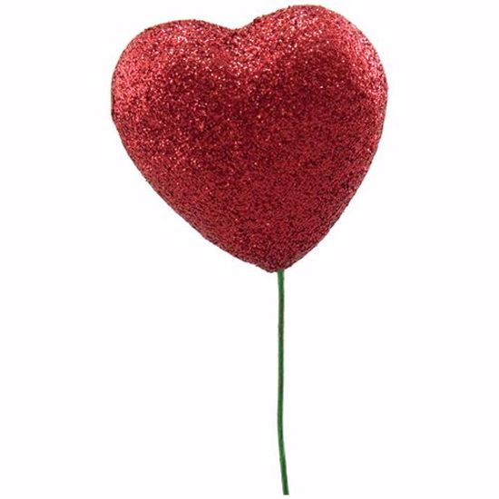 Picture of 13.5" Red Glitter Heart Pick