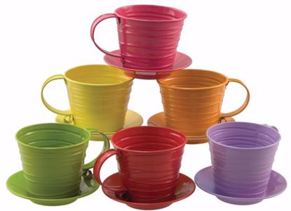 Picture of 6 Asst Bright Tone Cup/Saucer