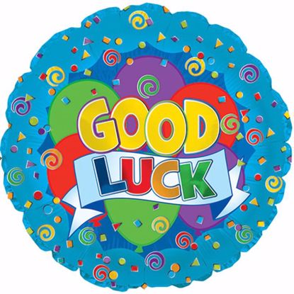 Picture of 17" 2-Sided Foil Balloon: Good Luck Graphic Banner