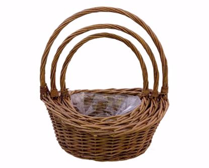 Picture of Lined Round Willow Basket Set-Dark Stain (3 Sizes)