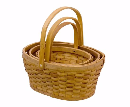 Picture of Oval Chipwood Basket Set-Honey (3 Sizes, Hard Liner Incl.)