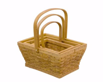 Picture of Rectangle Chipwood Basket Set-Honey (3 Sizes, Hard Liner Incl.)