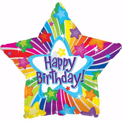Picture of 17" 2-Sided Foil Balloon: Happy Birthday Bright Stars