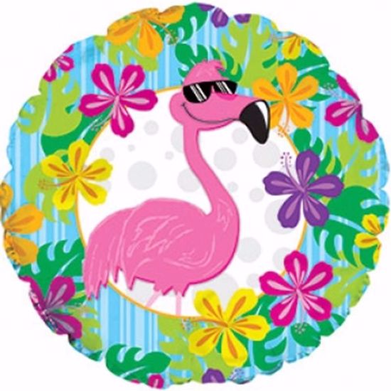 Picture of 17" 2-Sided Foil Balloon: Flamingo Luau