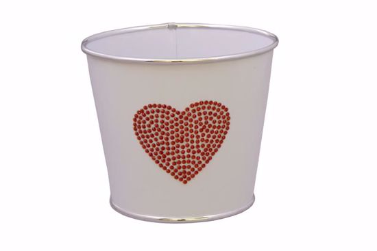 Picture of 4.5" White Metal Pot Cover with Heart