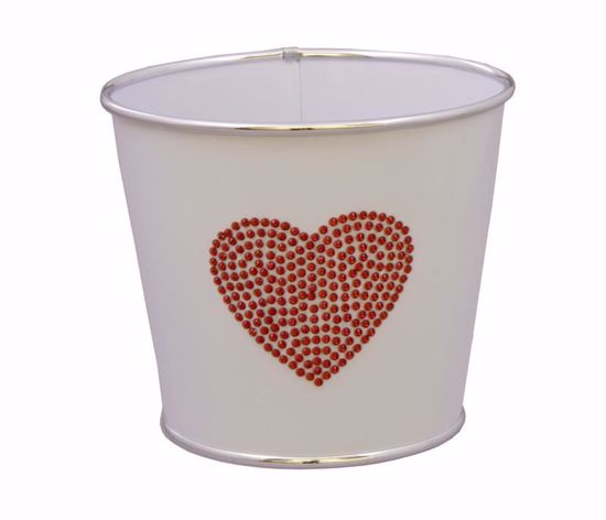 Picture of 6.5" White Metal Pot Cover with Heart