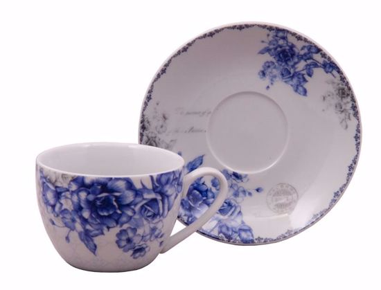 Picture of Blue England Rose Teacup & Saucer