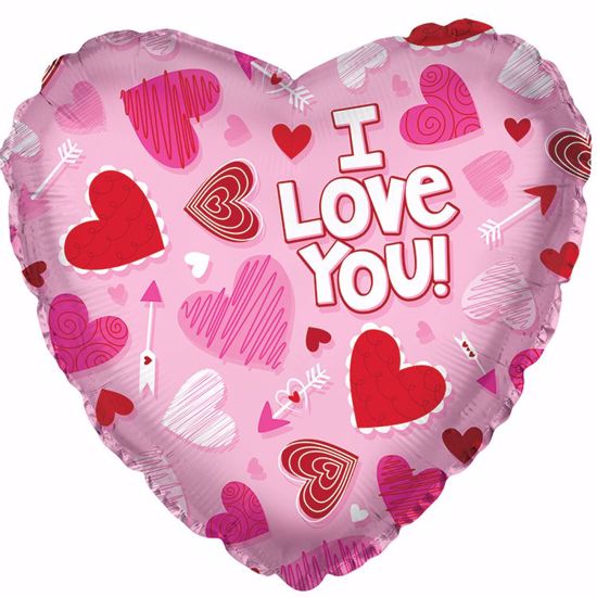 Picture of 17" 2-Sided Foil Balloon: ILU Pink Scribble