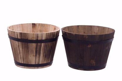 Picture of Natural Shades Wooden Whiskey Barrel Planters 9"
