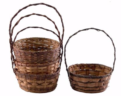Picture of 12" Round Bamboo Basket with Handle-Stained Weave (4 Styles - Hard Liner Incl.)