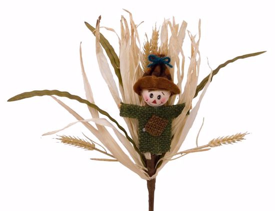 Picture of Fall Theme 12" Scarecrow Rafia Wheat Pick