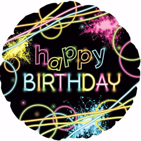 Picture of 17" 2-Sided Foil Balloon: Happy Birthday Glow Party