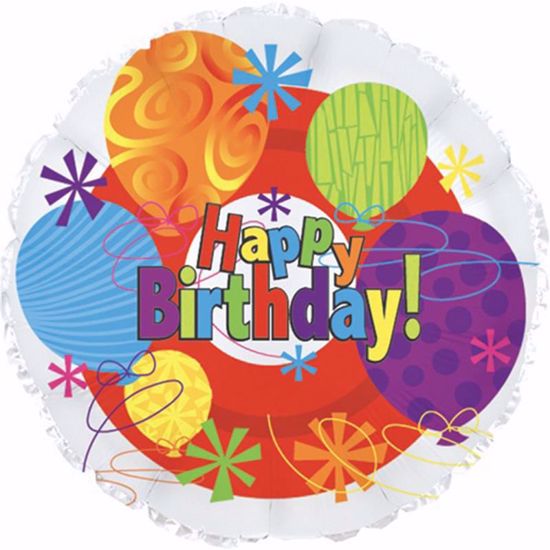 Picture of 17" 2-Sided Foil Balloon: Happy Birthday Birthday Bright
