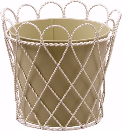 Picture of 6.75" Round Sage Metal Pot Cover w/Metal Holder