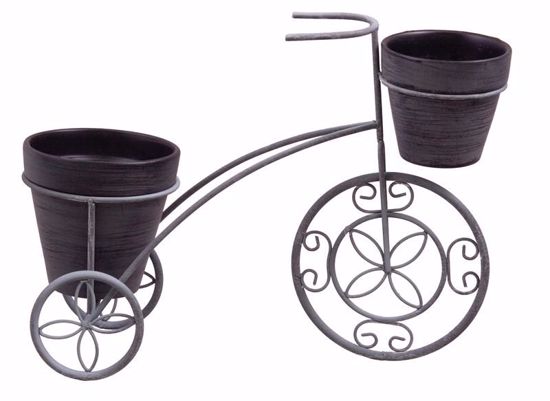 Picture of Iron Tricycle Flower Stand w/2 Pottery Planters
