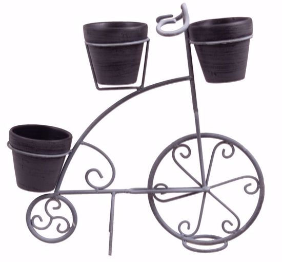 Picture of Iron Tricycle Flower Stand w/3 Pottery Planters