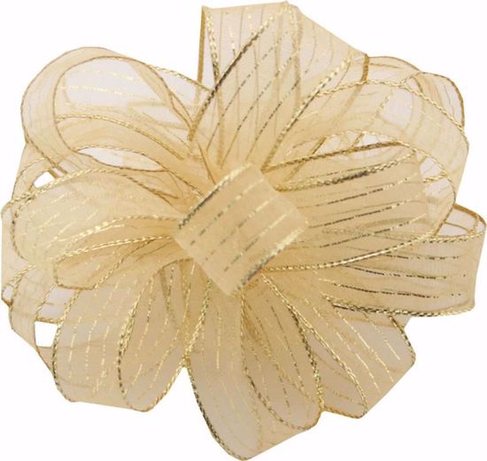 Picture of #3 Striped Chiffon Ribbon - Gold On Gold