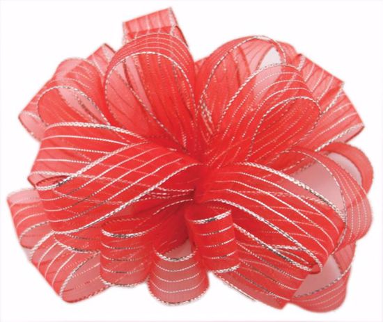 Picture of #3 Striped Chiffon Ribbon - Red