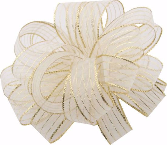 Picture of #3 Striped Chiffon Ribbon - White Gold