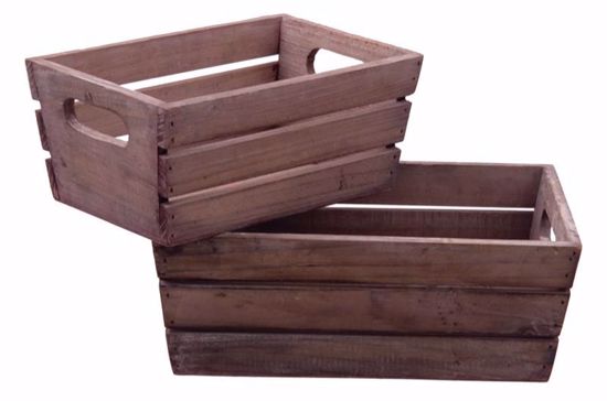 Picture of S/2 Rectangular Wooden Planters