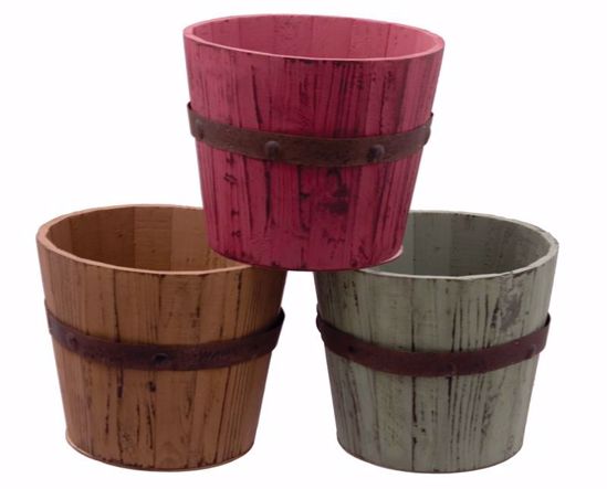 Picture of 3 Asst Wooden Barrel Planters