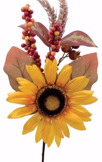 Picture of Fall Theme 13" Sunflower Berry Pomegranate Pick