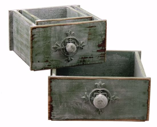 Picture of Rustic Wooden Drawer Planter - Set Of 3