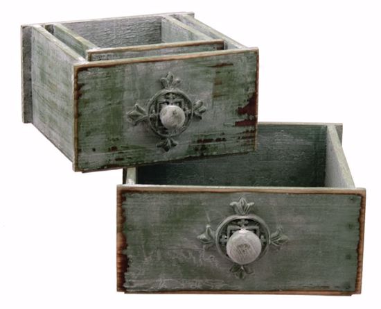Picture of S/3 Rustic Wooden Drawer