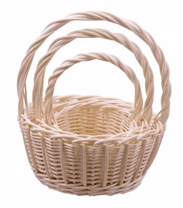 Picture of Round Willow Baskets Set with Handles (3 sizes)