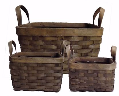 Picture of Square Chipwood Basket Set-Dark Stain (3 sizes, hard liner incl.)