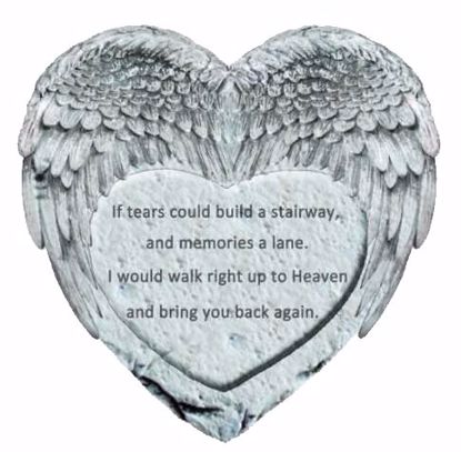 Picture of Heart/Angel Wings Stepping Stone ~ Cement