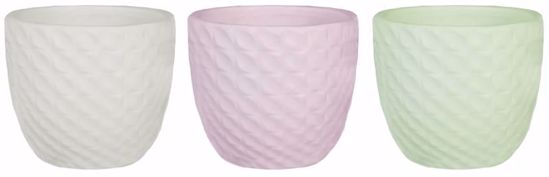 Picture of 3 Assorted Round Dolomite Pastel Planter