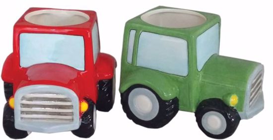 Picture of 2 Asst Ceramic Tractor Planter 3"
