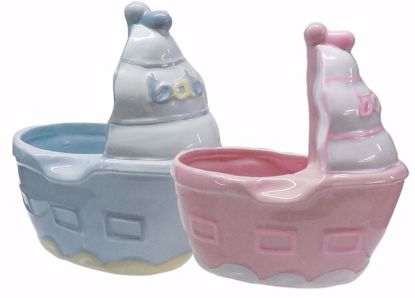 Picture of Blue and Pink Baby Boat Planters 3"
