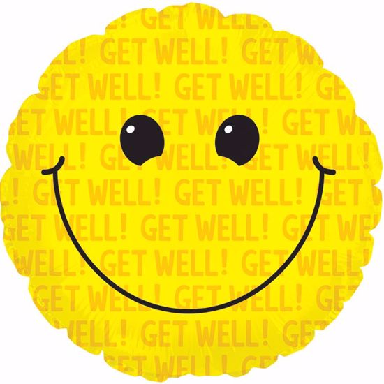 Picture of 17" 2-Sided Foil Balloon: Get Well Smiley