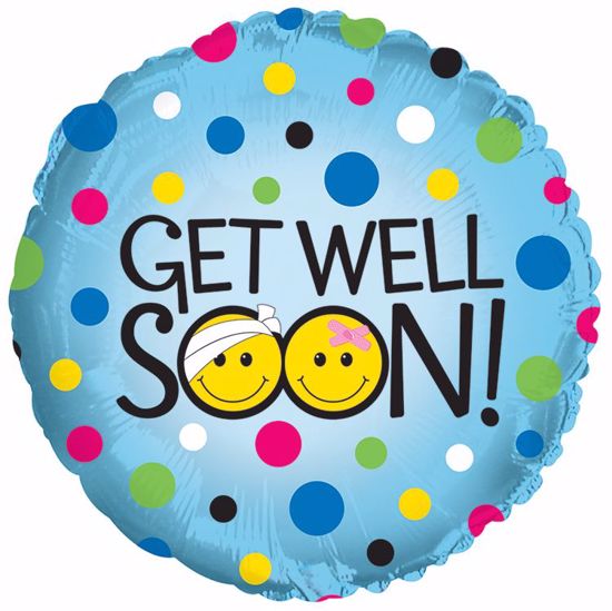 Picture of 17" 2-Sided Foil Balloon: Get Well Soon Smiley