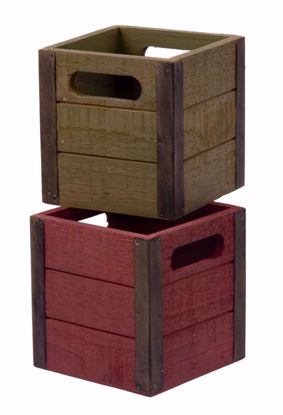 Picture of 2 Asst Square Wooden Planter 4"