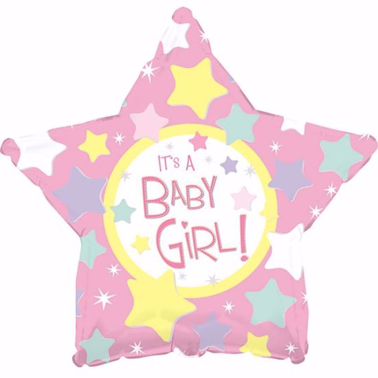Picture of 17" 2-Sided Foil Balloon: It's a Girl Pink Star