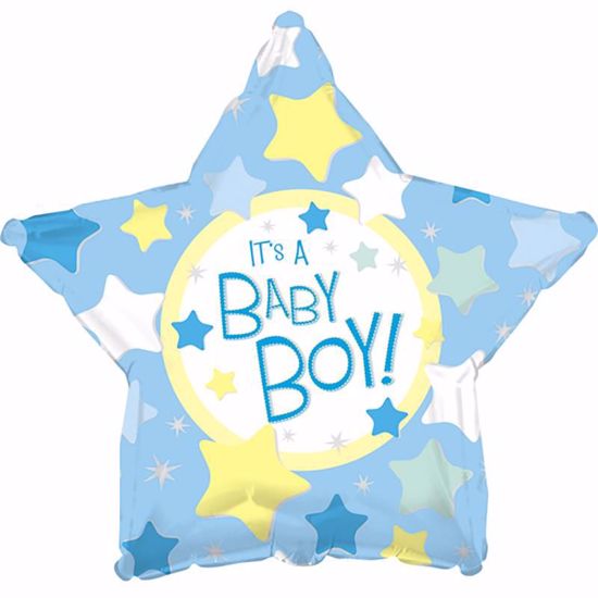 Picture of 17" 2-Sided Foil Balloon: It's a Boy Blue Star
