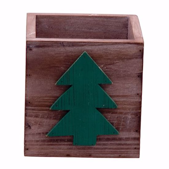Picture of Wood Square Planter With Tree