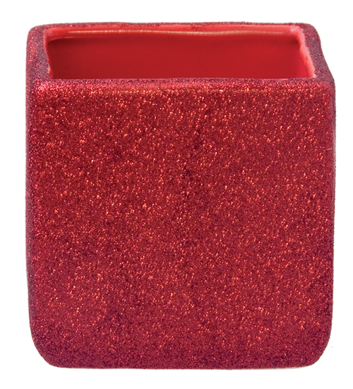 Picture of Red Glitter Cube Planter 3.5"