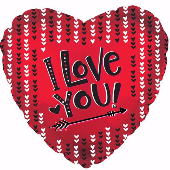Picture of 17 Inch 2-Sided Foil Balloon: I Love You w/Arrow