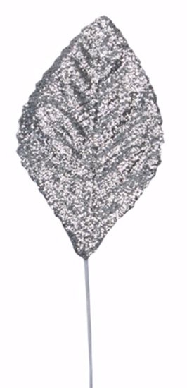 Picture of 2.25"  Glitter Corsage Leaves - Silver