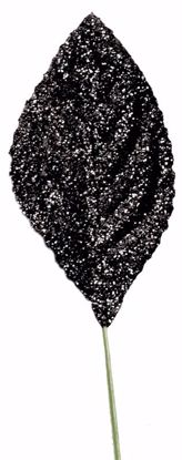 Picture of 2.25"  Glitter Corsage Leaves - Black