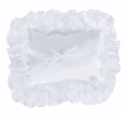Picture of White Rectangle Ring Pillow W/Lace Edge