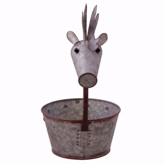 Picture of Round Metal Planter w/Deer Head