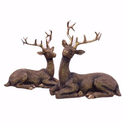 Picture of S/2 Polyresin Sitting Reindeer Statue