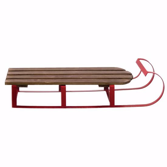 DirectFloral. Wooden Sled withRed Metal Runners