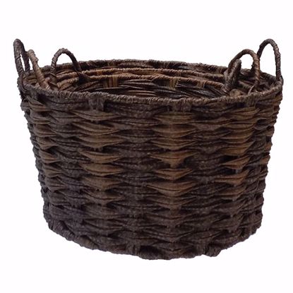 Picture of Lined Round Resin Basket Set-Dark Stain (3 Sizes)